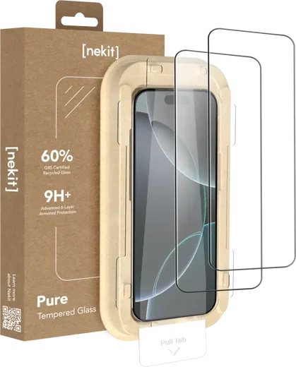 NEKIT Pure Apple iPhone 16 Pro Tempered GRS Glass Installatiebox (2-Pack) afbeelding 1