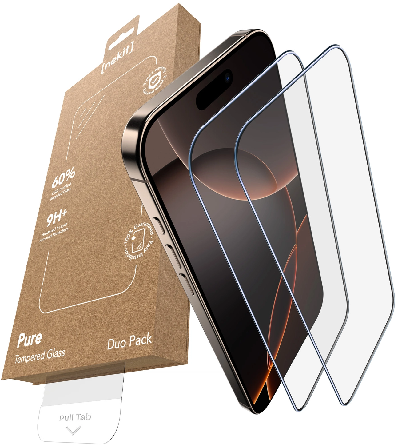NEKIT Pure Apple iPhone 16 Pro Max Tempered GRS Glass Installatiebox (2-Pack) afbeelding 2