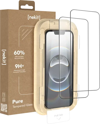 NEKIT Pure iPhone 17e/16e/14/13 Pro Tempered GRS Glass Installatiebox (2-Pack) afbeelding 1