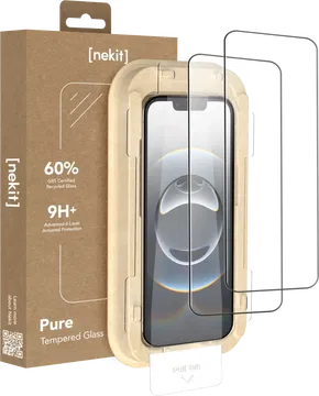NEKIT Pure iPhone 16e/14/13/13 Pro Tempered GRS Glass Installatiebox (2-Pack)