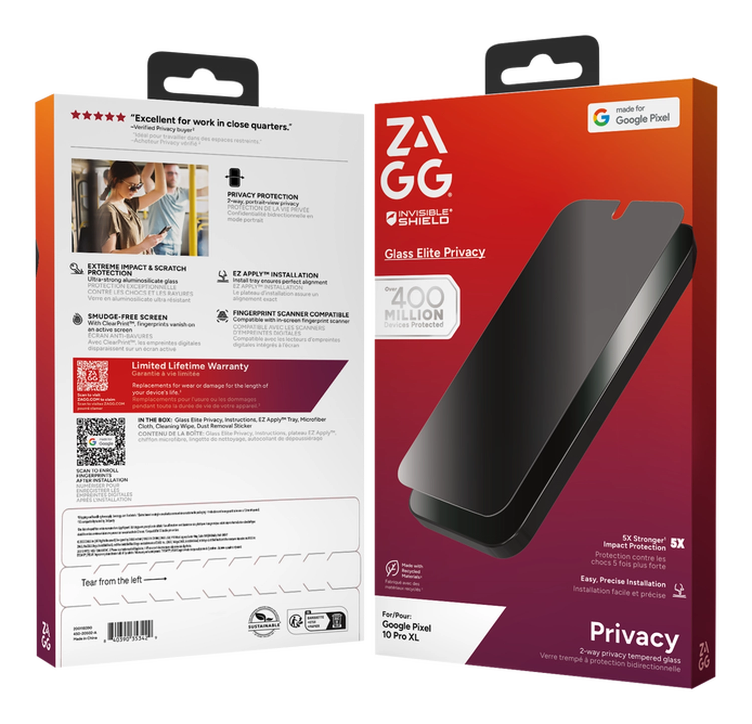 ZAGG InvisibleShield Glass Privacy Google Pixel 10 / 10 Pro / 9 Pro Protector afbeelding 5