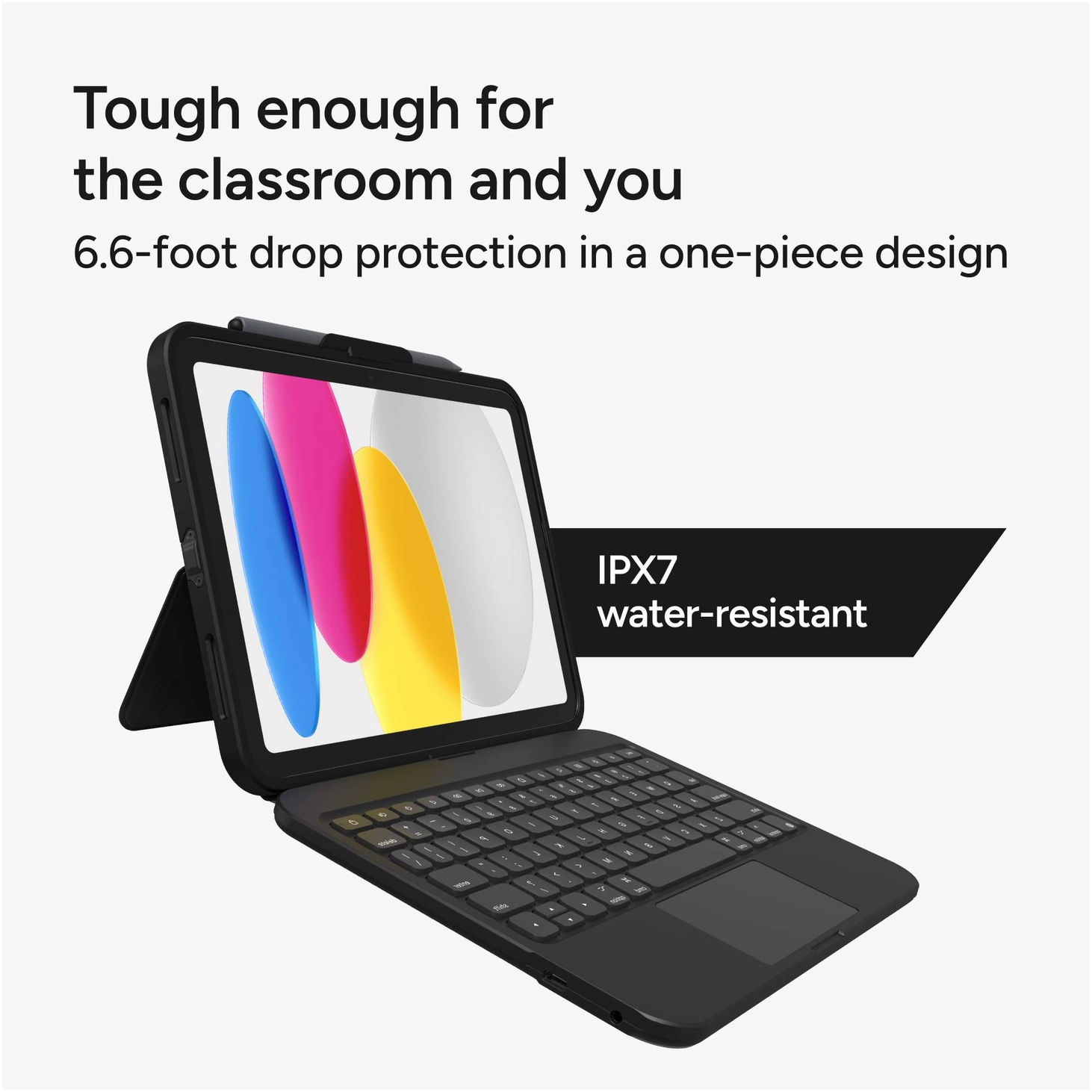 ZAGG Tough Keys iPad 11 (2025) / 10.9 (2022) Toetsenbord Hoes Book Case Zwart afbeelding 3