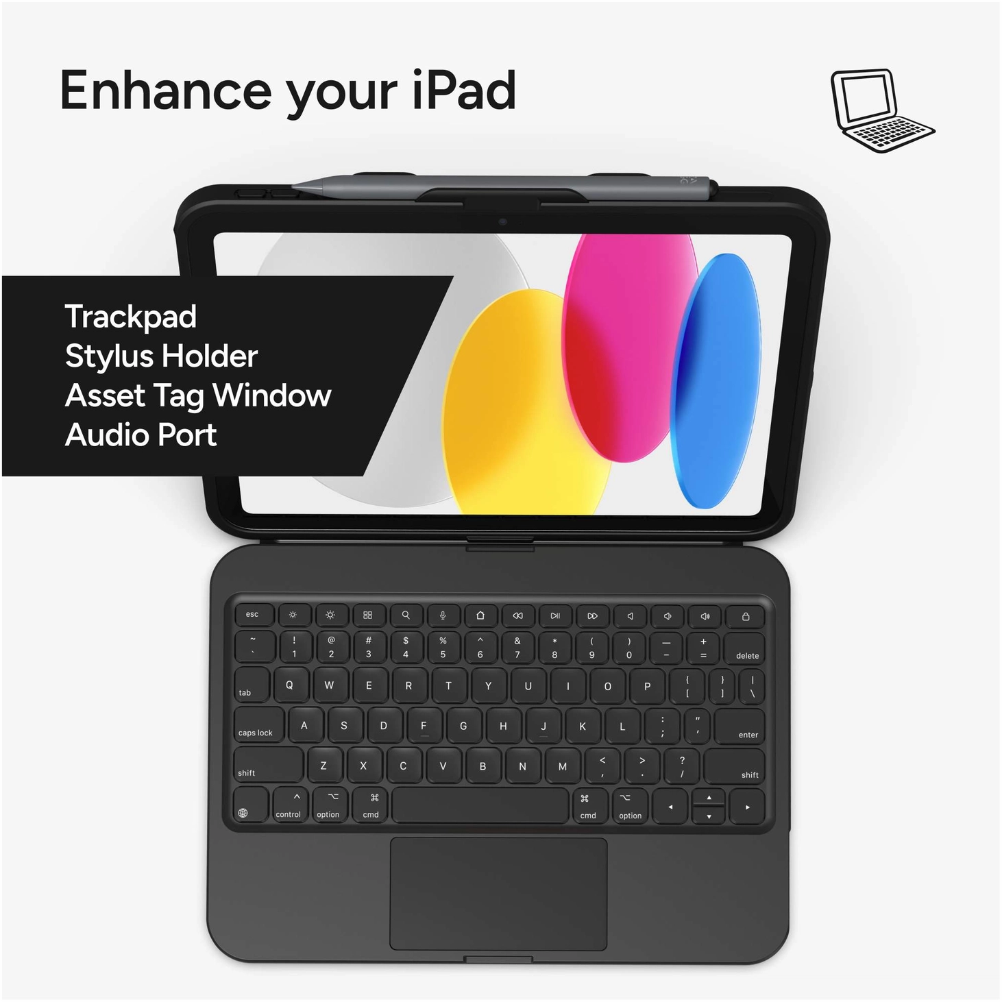 ZAGG Tough Keys iPad 11 (2025) / 10.9 (2022) Toetsenbord Hoes Book Case Zwart afbeelding 6