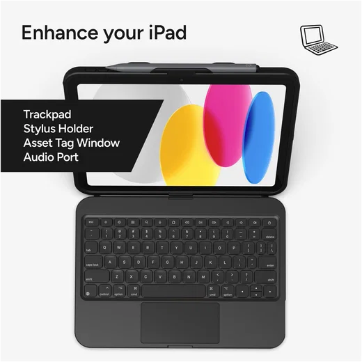 ZAGG Tough Keys iPad 11 (2025) / 10.9 (2022) Toetsenbord Hoes Book Case Zwart afbeelding 6