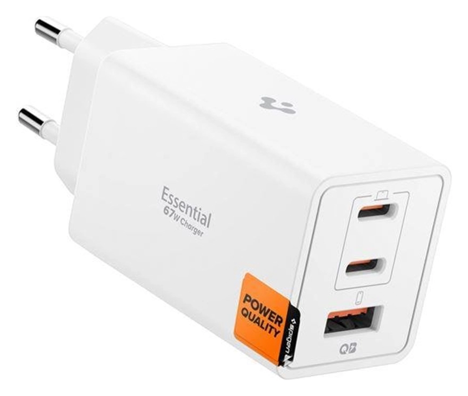 Spigen Essential EE673EU 67W GaN Snellader USB-A/USB-C met Power Delivery Wit afbeelding 1
