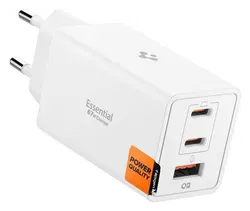 Spigen Essential EE673EU 67W GaN Snellader USB-A/USB-C met Power Delivery Wit afbeelding