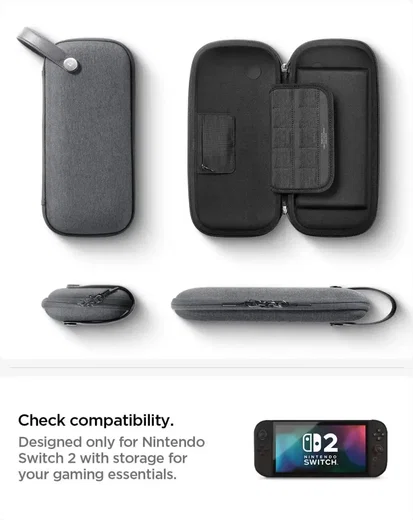 Spigen Klasden Nintendo Switch 2 Hoesje Opberghoes met Game Card Organizer Grijs afbeelding 4