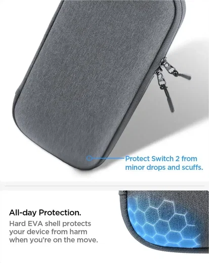 Spigen Klasden Nintendo Switch 2 Hoesje Opberghoes met Game Card Organizer Grijs afbeelding 5