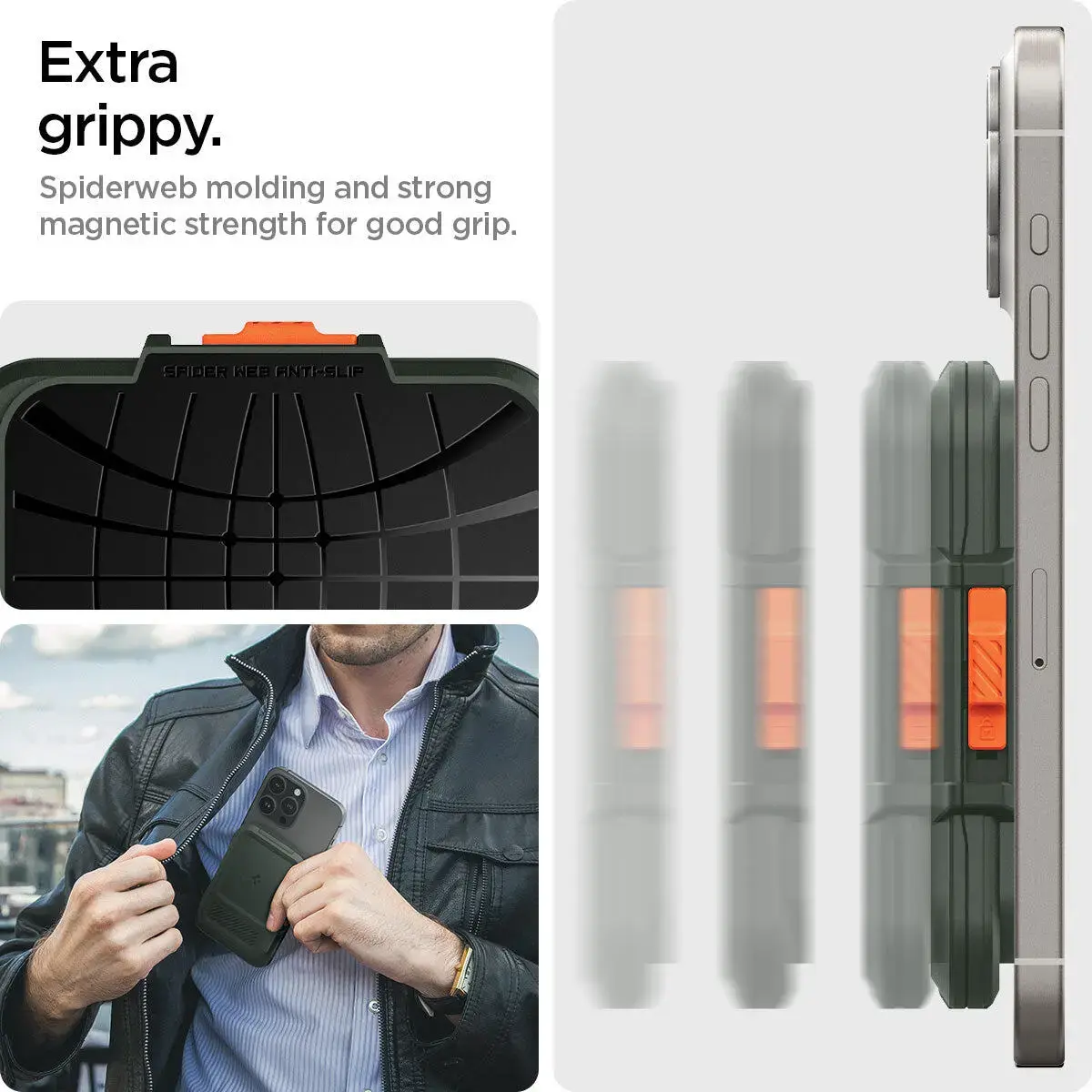 Spigen Lock Fit MagFit MagSafe Portemonee en Kaarthouder voor Pasjes Groen afbeelding 7