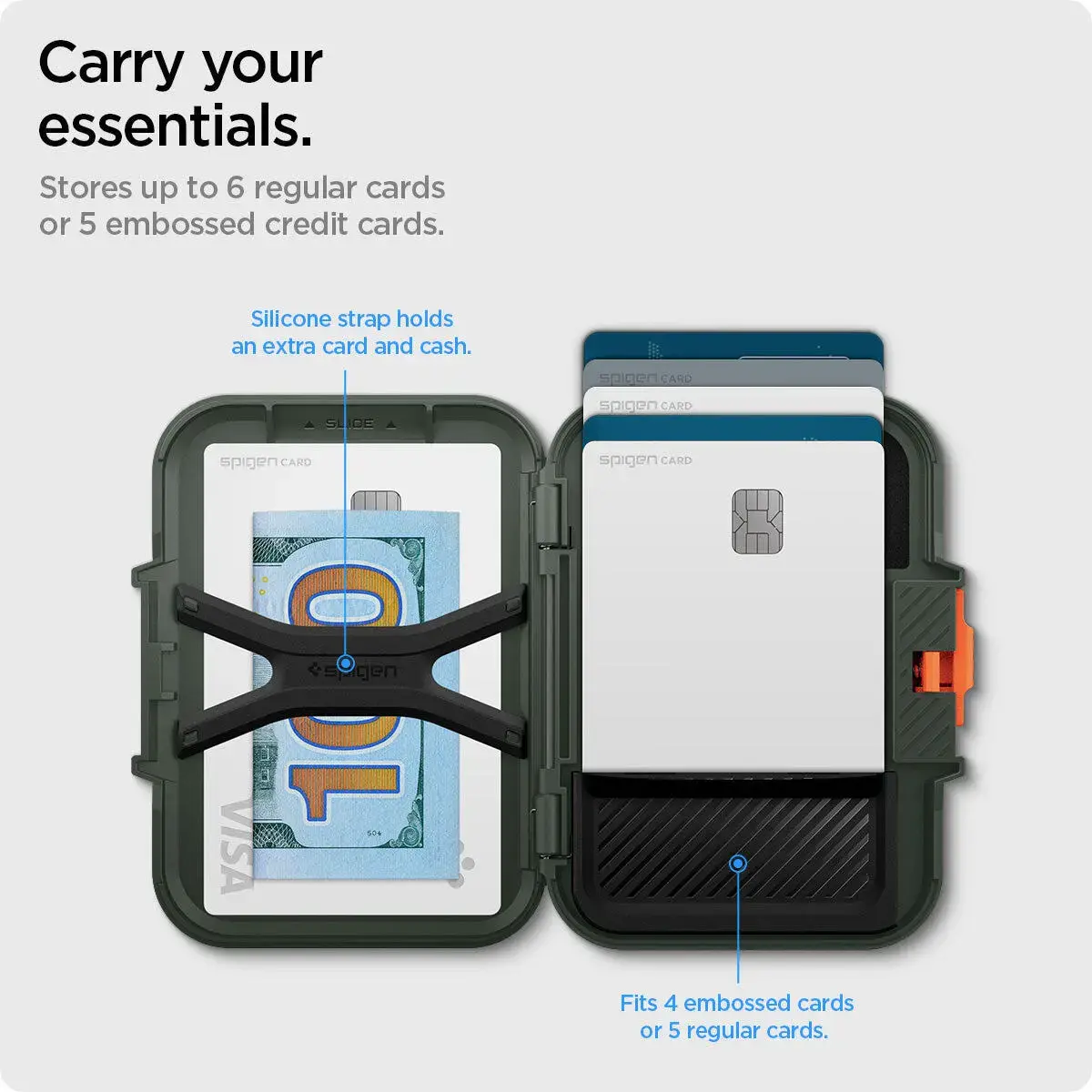 Spigen Lock Fit MagFit MagSafe Portemonee en Kaarthouder voor Pasjes Groen afbeelding 4