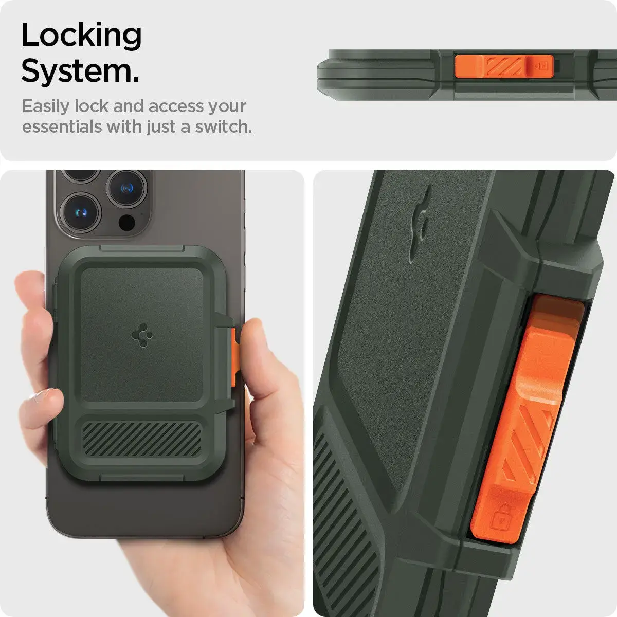 Spigen Lock Fit MagFit MagSafe Portemonee en Kaarthouder voor Pasjes Groen afbeelding 5
