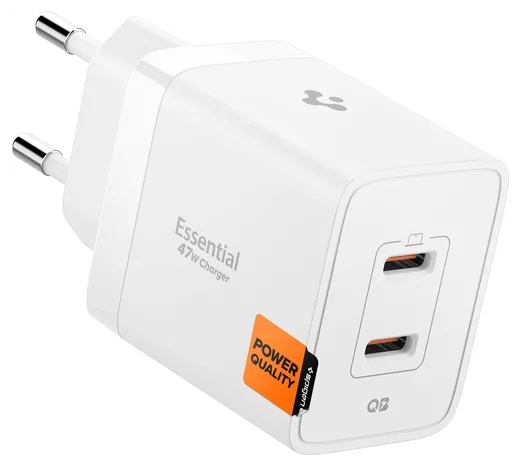 Spigen Essential EE472EU 47W GaN USB-C Snellader Power Delivery Adapter Wit afbeelding 1