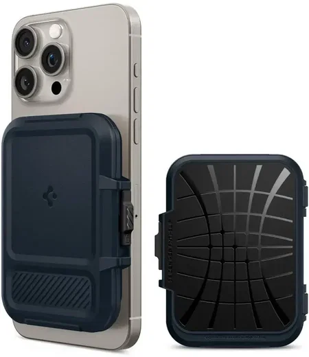 Spigen Lock Fit MagFit MagSafe Portemonee en Kaarthouder voor Pasjes Grijs afbeelding 1