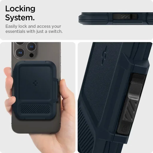 Spigen Lock Fit MagFit MagSafe Portemonee en Kaarthouder voor Pasjes Grijs afbeelding 4