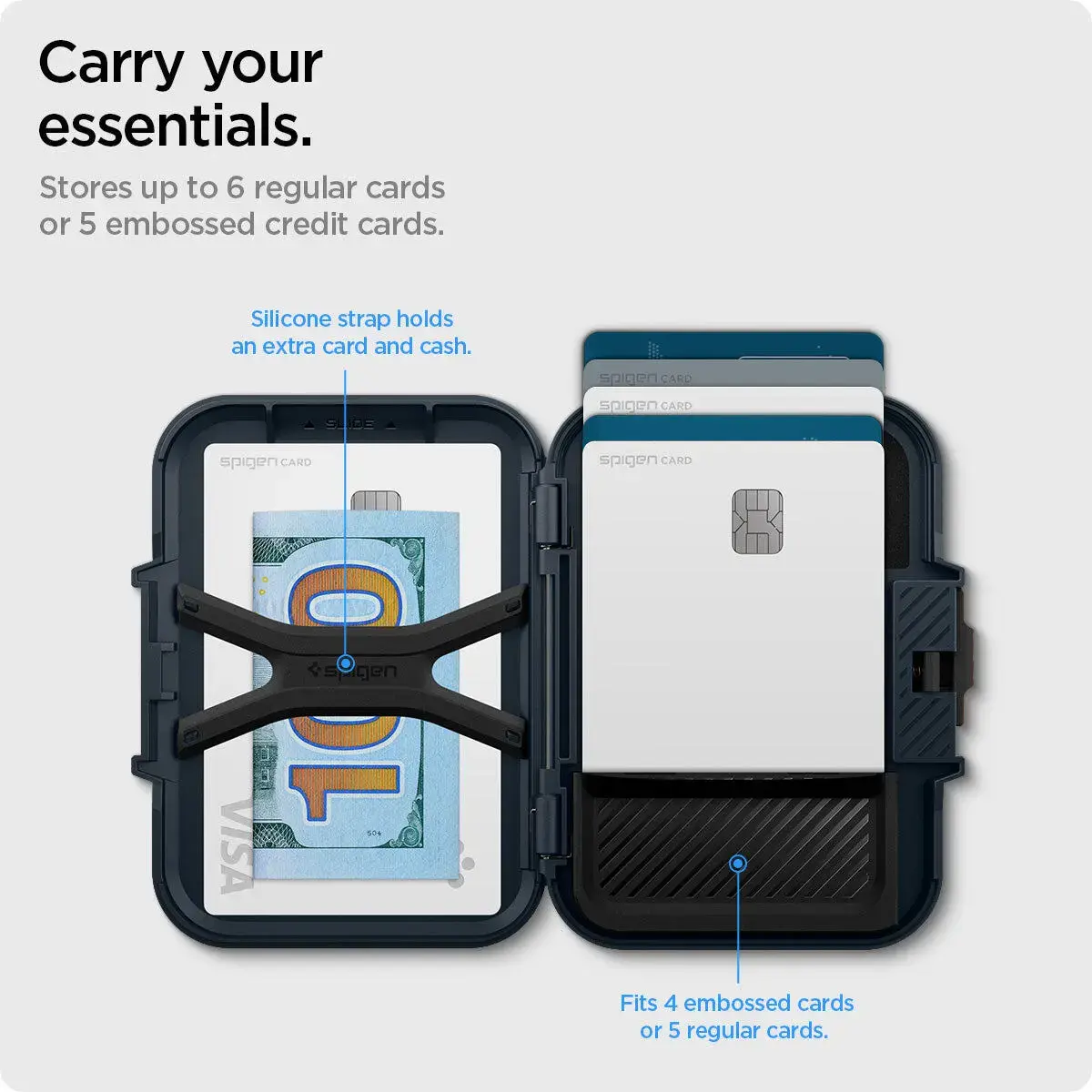 Spigen Lock Fit MagFit MagSafe Portemonee en Kaarthouder voor Pasjes Grijs afbeelding 5
