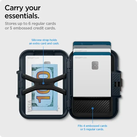 Spigen Lock Fit MagFit MagSafe Portemonee en Kaarthouder voor Pasjes Grijs afbeelding 5
