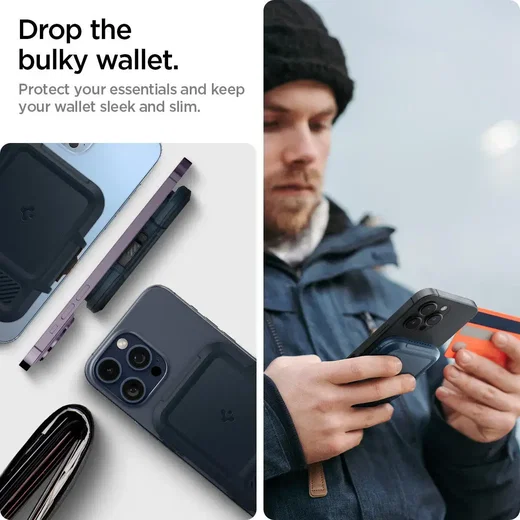 Spigen Lock Fit MagFit MagSafe Portemonee en Kaarthouder voor Pasjes Grijs afbeelding 6