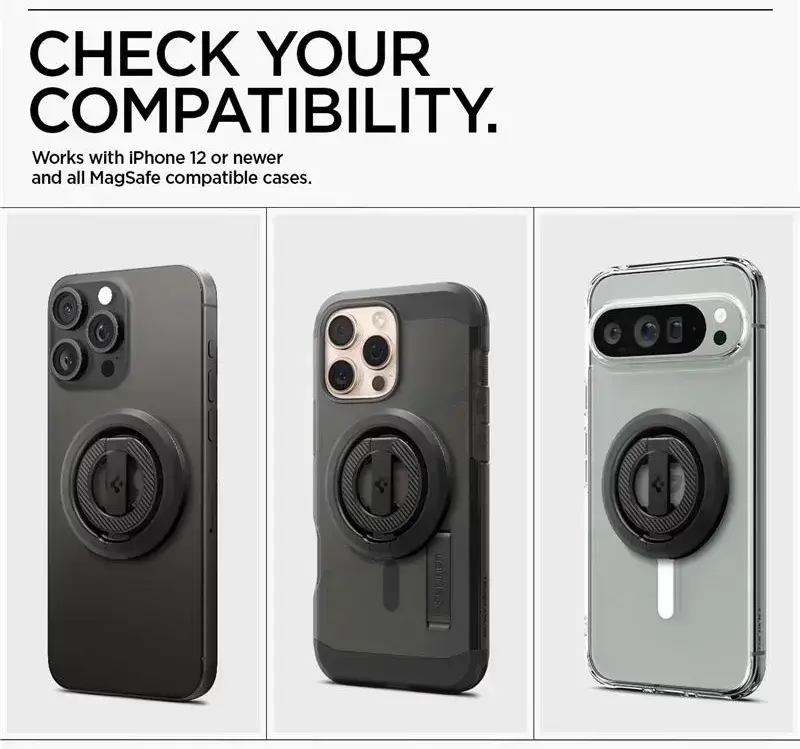 Spigen O-Mag Magnetische MagSafe Vinger Ring Houder Verstelbare Standaard Zwart afbeelding 3