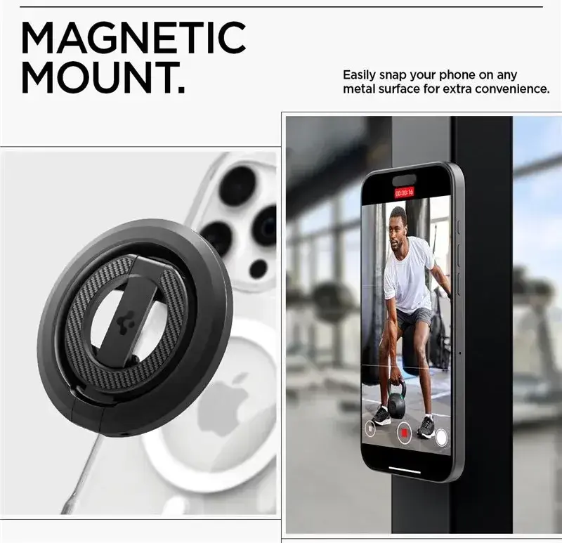 Spigen O-Mag Magnetische MagSafe Vinger Ring Houder Verstelbare Standaard Zwart afbeelding 4