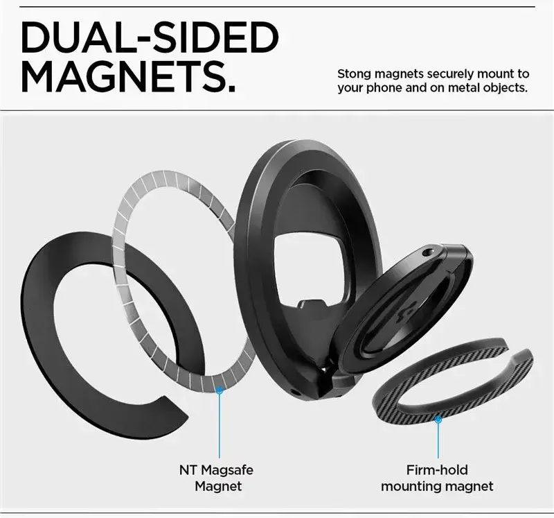 Spigen O-Mag Magnetische MagSafe Vinger Ring Houder Verstelbare Standaard Zwart afbeelding 5