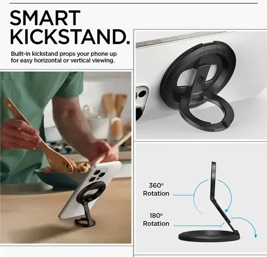 Spigen O-Mag Magnetische MagSafe Vinger Ring Houder Verstelbare Standaard Zwart afbeelding 6