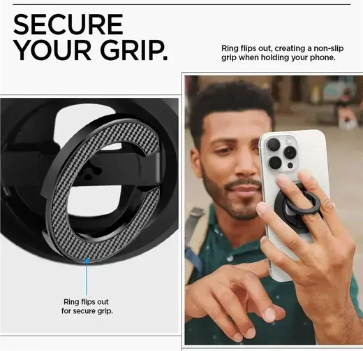 Spigen O-Mag Magnetische MagSafe Vinger Ring Houder Verstelbare Standaard Zwart afbeelding 7
