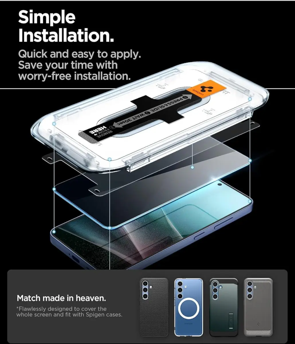 Spigen EZ Fit GLAS.tR Samsung Galaxy S25 / S24 Privacy Glass 2-Pack afbeelding 3
