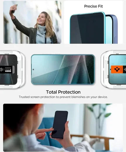 Spigen EZ Fit GLAS.tR Samsung Galaxy S25 / S24 Privacy Glass 2-Pack afbeelding 7