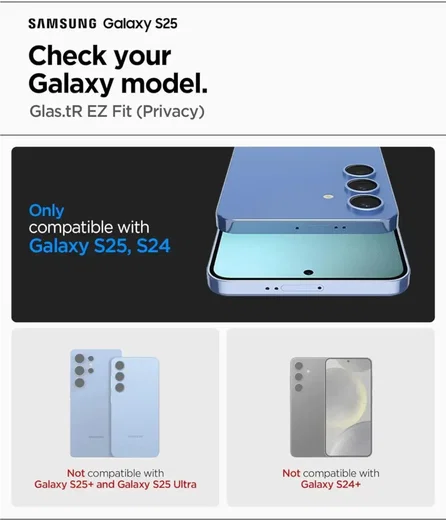 Spigen EZ Fit GLAS.tR Samsung Galaxy S25 / S24 Privacy Glass 2-Pack afbeelding 8