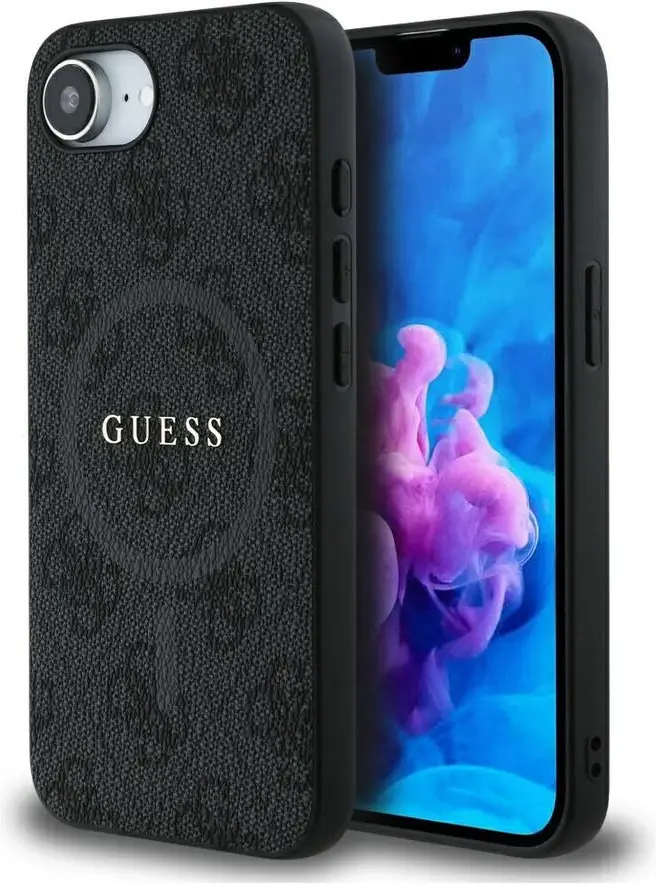 Guess iPhone 17e / 16e Hoesje MagSafe Hard Case 4G Monogram Logo Zwart afbeelding 1