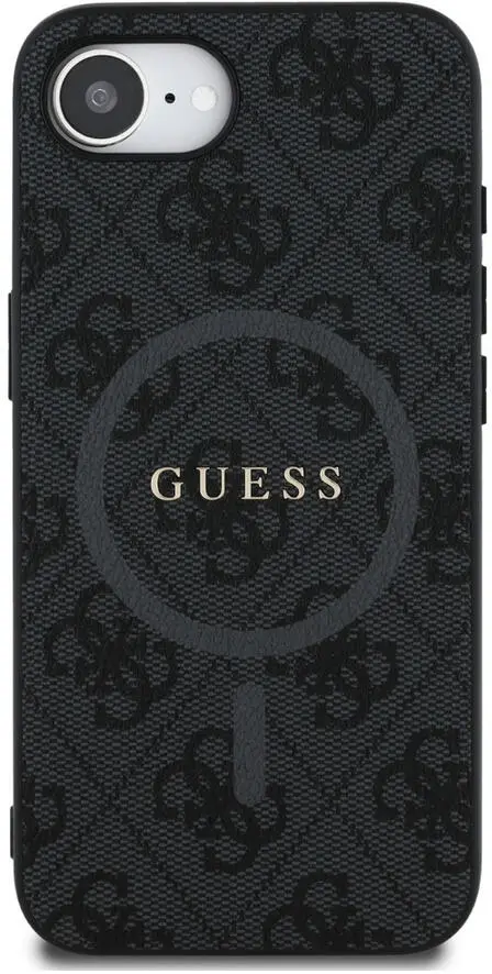 Guess iPhone 17e / 16e Hoesje MagSafe Hard Case 4G Monogram Logo Zwart afbeelding 2