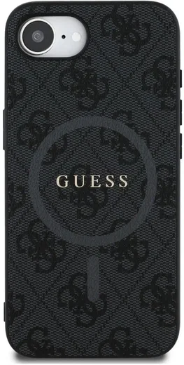 Guess iPhone 17e / 16e Hoesje MagSafe Hard Case 4G Monogram Logo Zwart afbeelding 2