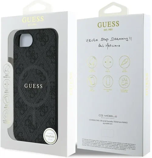 Guess iPhone 17e / 16e Hoesje MagSafe Hard Case 4G Monogram Logo Zwart afbeelding 7