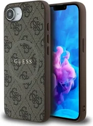 Guess iPhone 17e / 16e Hoesje MagSafe Hard Case 4G Monogram Logo Bruin afbeelding
