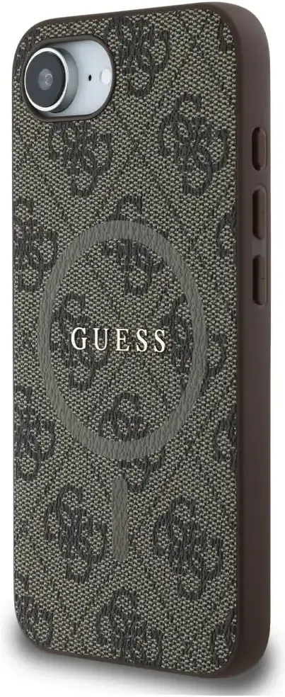Guess iPhone 17e / 16e Hoesje MagSafe Hard Case 4G Monogram Logo Bruin afbeelding 2