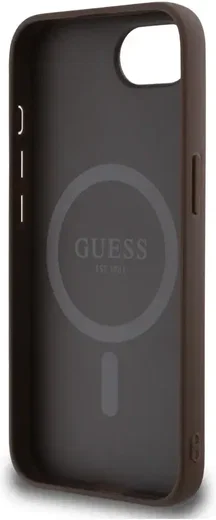 Guess iPhone 17e / 16e Hoesje MagSafe Hard Case 4G Monogram Logo Bruin afbeelding 7