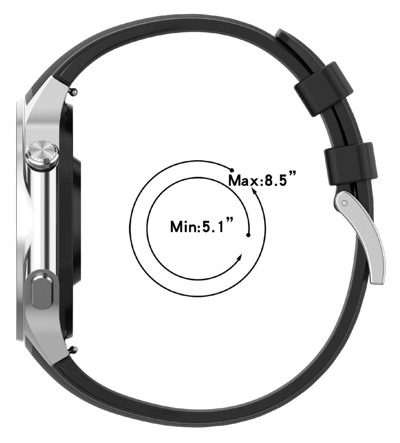 OnePlus Watch 3 / 2R / 2 Bandje Siliconen - met Gespsluiting - Zwart afbeelding 7