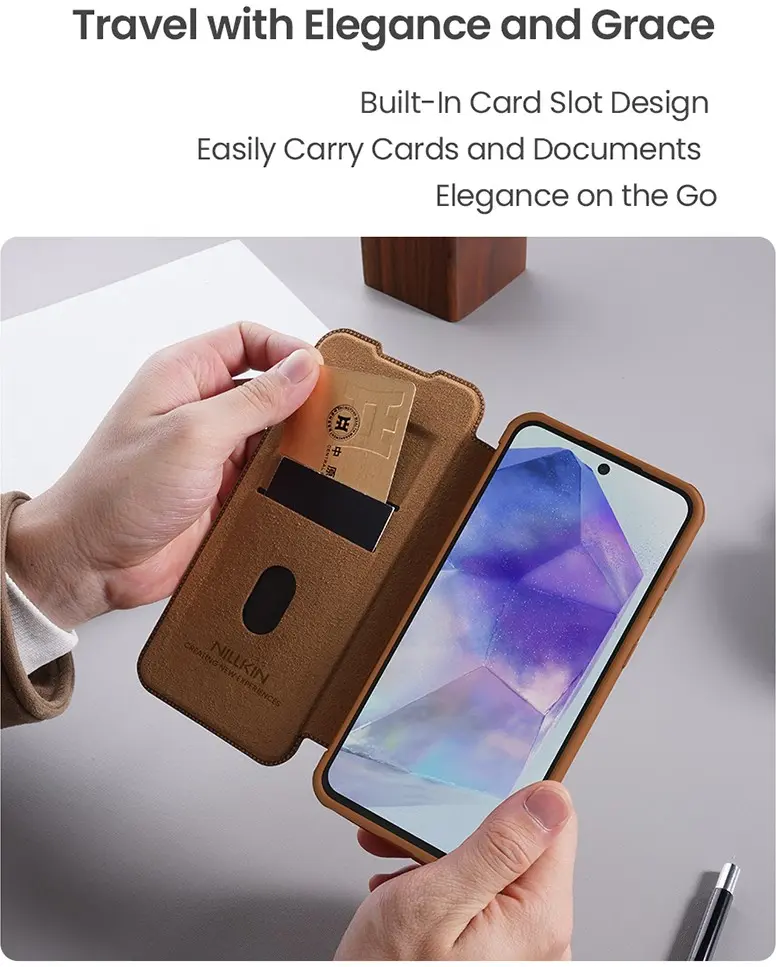 Nillkin Qin Pro Samsung Galaxy A56 Hoesje Book Case met Camera Slider Zwart afbeelding 3