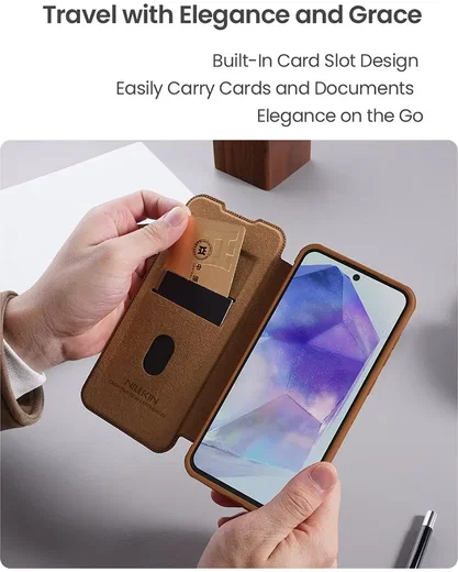 Nillkin Qin Pro Samsung Galaxy A56 Hoesje Book Case met Camera Slider Zwart afbeelding 3