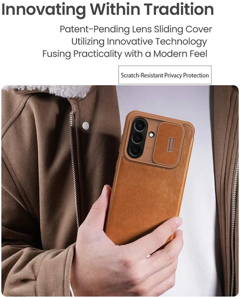 Nillkin Qin Pro Samsung Galaxy A56 Hoesje Book Case met Camera Slider Zwart afbeelding 5