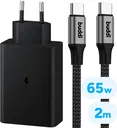 Originele Samsung 65W Power Adapter met 100W Buddi Flex USB-C kabel 2M Zwart
