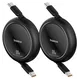 Baseus Free2Pull Oprolbare USB-C Kabel 100W Power Delivery 2M Zwart (2-Pack)