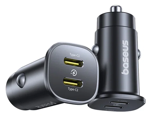 Baseus GoTrip 30W PD Autolader Duo USB-C Poort met Snelladen Zwart afbeelding 1
