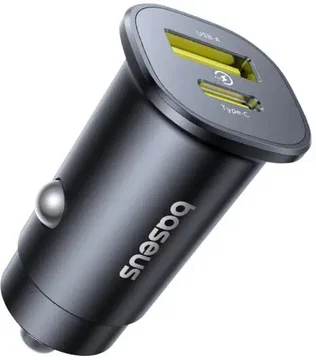 Baseus GoTrip 30W PD Autolader USB-A + USB-C Poort met Snelladen Zwart