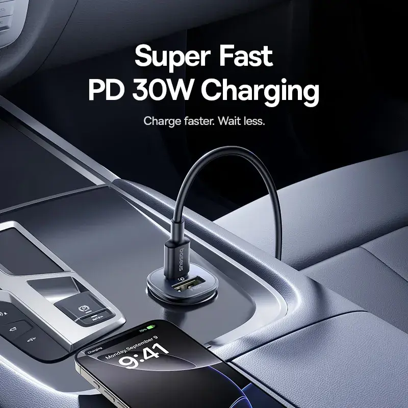 Baseus GoTrip 30W PD Autolader USB-A + USB-C Poort met Snelladen Zwart afbeelding 10