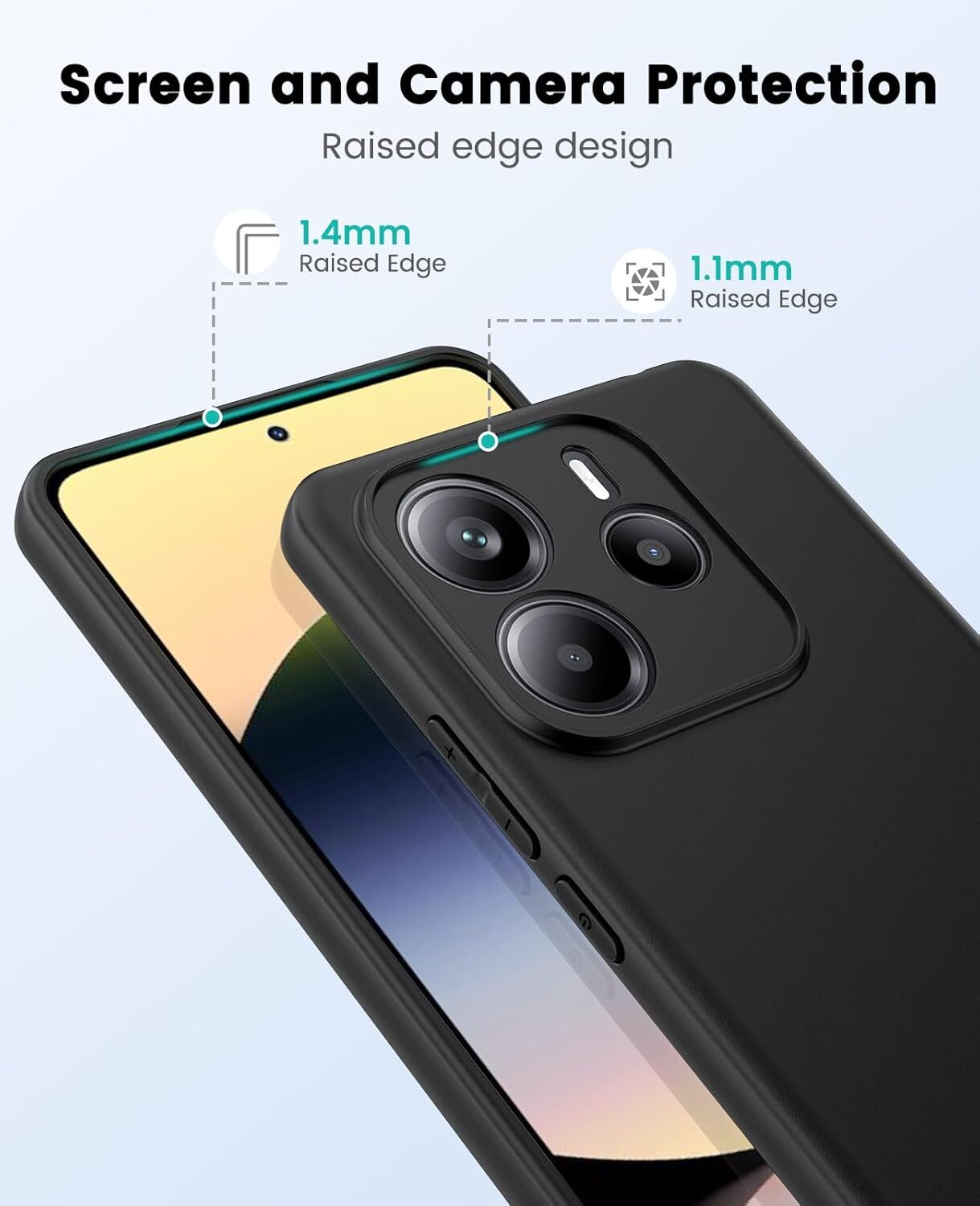 Xiaomi Redmi Note 14 5G Hoesje Dun TPU Back Cover Matte Zwart afbeelding 2