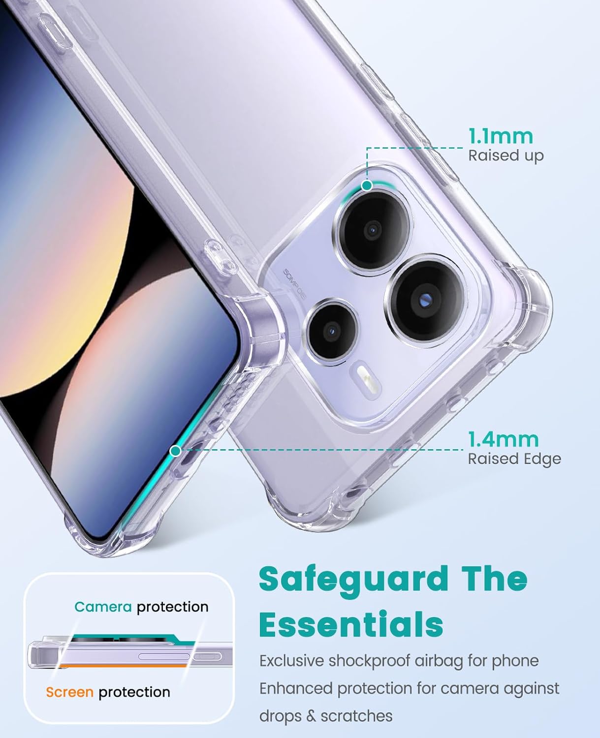 Xiaomi Redmi Note 14 5G Hoesje Schokbestendig en Dun TPU Back Cover Transparant afbeelding 4
