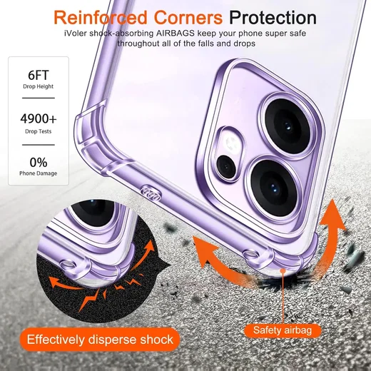 Oppo Reno 13F Hoesje Schokbestendig en Dun TPU Back Cover Transparant afbeelding 2