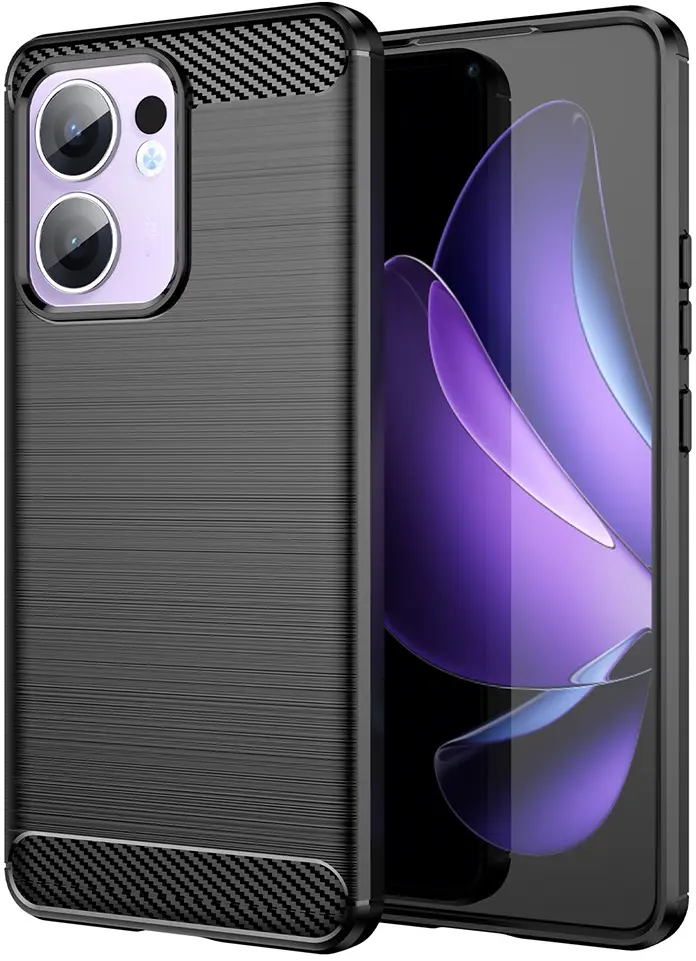 Oppo Reno 13 F Hoesje Geborsteld TPU Flexibele Back Cover Zwart afbeelding 1