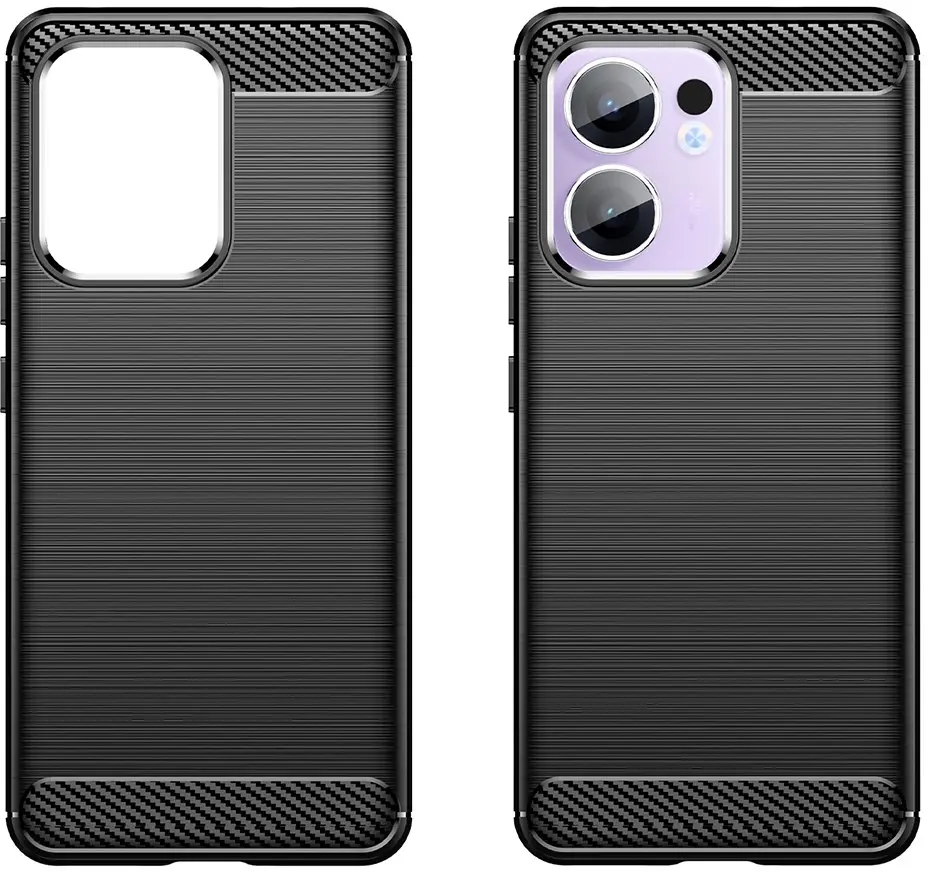 Oppo Reno 13 F Hoesje Geborsteld TPU Flexibele Back Cover Zwart afbeelding 2